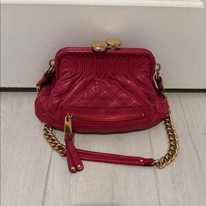 Quilted Fuchsia Chain-Shoulder Crossbody Bag